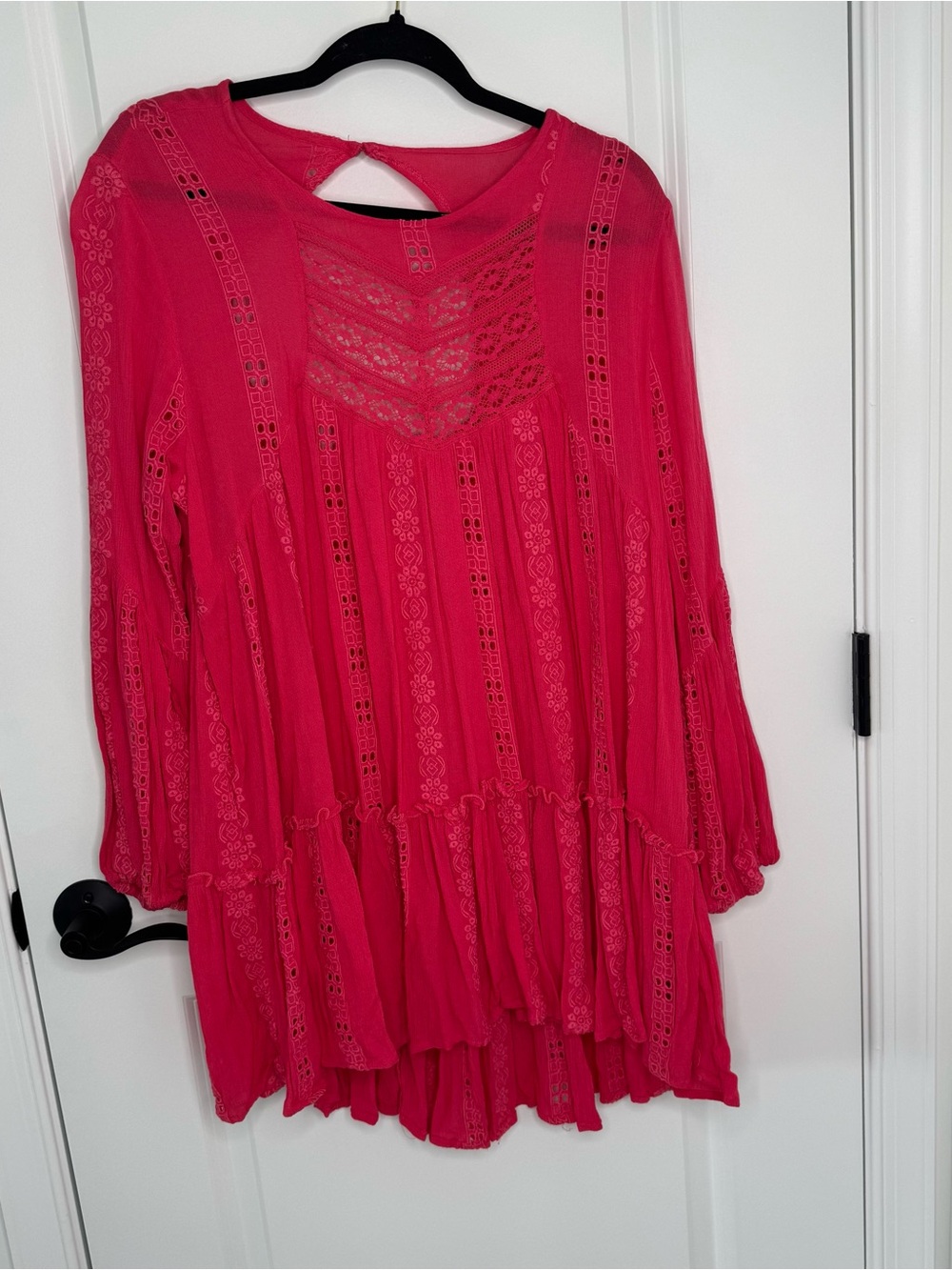 Free People Hot Pink sweetest dream Lace Panel Tunic medium